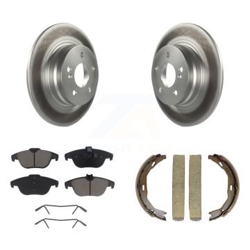 Rear Disc Coated Rotors Ceramic Pads & Parking Shoes Kit For Mercedes-Benz C300 C250 C230 KGC-102947