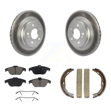 Rear Disc Coated Rotors Ceramic Pads & Parking Shoes Kit For Mercedes-Benz C300 C350 E350 KGC-102948
