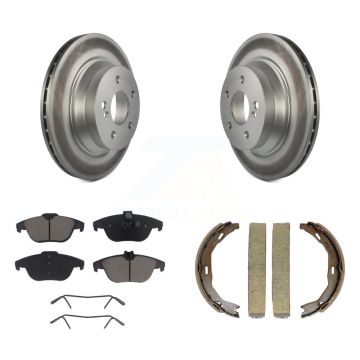 Rear Disc Coated Rotors Ceramic Pads Parking Shoes Kit For 2010 Mercedes-Benz E350 Coupe KGC-102953