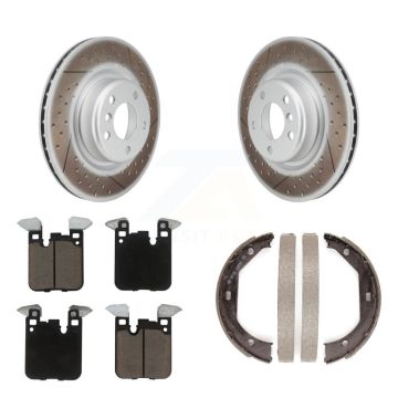Rear Disc Coated Rotors Ceramic Pads And Parking Shoes Kit For BMW 328i 320i xDrive 428i KGC-102964