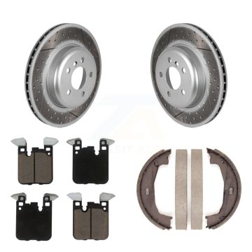 Rear Disc Coated Rotors Ceramic Pads And Parking Brake Shoes Kit For BMW 428i xDrive 328i KGC-102982