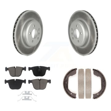 Rear Disc Coated Rotors Ceramic Pads Parking Shoes Kit For BMW 535i GT xDrive 740Li 740i KGC-102993