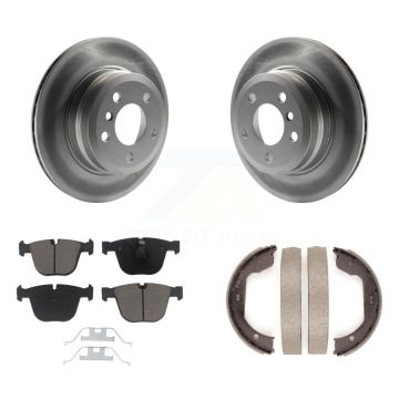 Rear Disc Coated Rotors Ceramic Pads Parking Shoes Kit For 09 BMW X6 xDrive35i From 10 08 KGC-103001