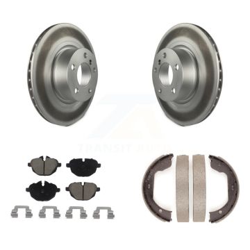 Rear Disc Coated Rotors Ceramic Pads & Parking Brake Shoes Kit For 2011 BMW X3 xDrive28i KGC-103002