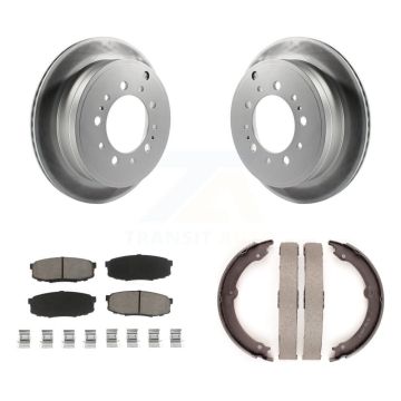 Rear Disc Coated Rotors Ceramic Pads & Parking Shoes Kit For Toyota Tundra Sequoia Lexus KGC-103007