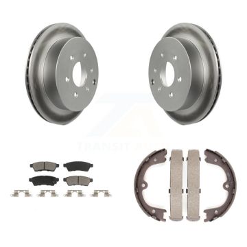 Rear Disc Coated Rotors Ceramic Pads & Parking Brake Shoes Kit For Nissan Frontier Xterra KGC-103010