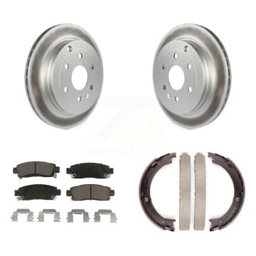 Rear Disc Coated Rotors Ceramic Pads Parking Brake Shoes Kit For GMC Acadia Buick Enclave KGC-103015