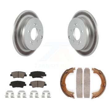 Rear Disc Coated Rotors Ceramic Pads And Parking Brake Shoes Kit For 2007-2009 Kia Amanti KGC-103029