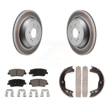 Rear Disc Coated Rotors Ceramic Pads Parking Brake Shoes Kit For 2011-2013 Hyundai Equus KGC-103030