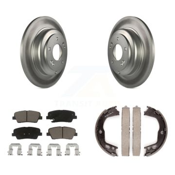 Rear Disc Coated Rotors Ceramic Pads & Parking Brake Shoes Kit For Hyundai Genesis Coupe KGC-103033