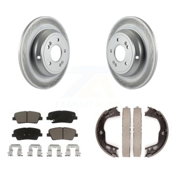 Rear Disc Coated Rotors Ceramic Pads And Parking Brake Shoes Kit For Hyundai Genesis KGC-103034