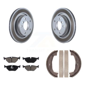 Rear Disc Coated Rotors Ceramic Pads Parking Shoes Kit For BMW 325i 325Ci 323Ci 323i 328i KGC-103041
