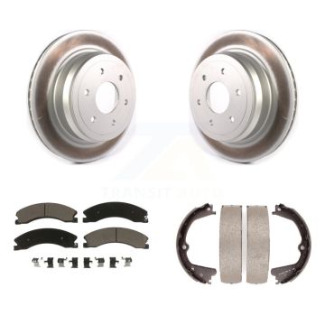 Rear Disc Coated Rotors Ceramic Pads And Parking Shoes Kit For 2016-2019 Nissan TITAN XD KGC-103047