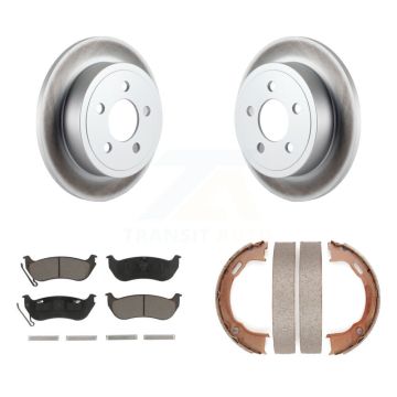 Rear Disc Coated Rotors Ceramic Pads Parking Brake Shoes Kit For Jeep Liberty Wrangler TJ KGC-103056