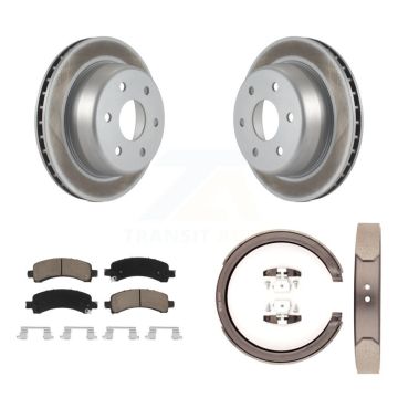 Rear Disc Coated Rotors Ceramic Pads & Parking Shoes Kit For Chevrolet GMC Avalanche 1500 KGC-103057