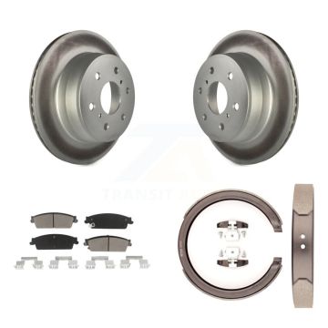Rear Disc Coated Rotors Ceramic Pads & Parking Shoes Kit For Chevrolet GMC Sierra 1500 XL KGC-103058