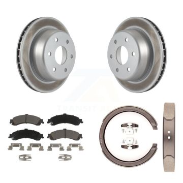 Rear Disc Coated Rotors Ceramic Pads & Parking Shoes Kit For Chevrolet GMC Silverado 1500 KGC-103060