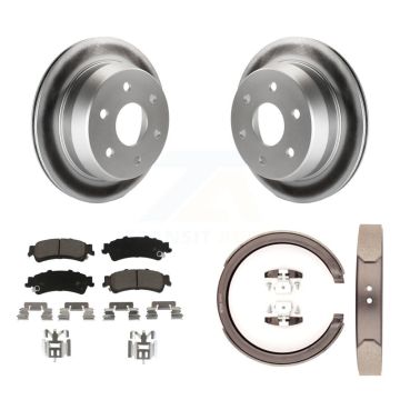 Rear Disc Coated Rotors Ceramic Pads & Parking Shoes Kit For Chevrolet GMC Silverado 1500 KGC-103061