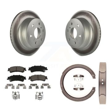 Rear Disc Coated Rotors Ceramic Pads Parking Brake Shoes Kit For GMC Sierra 1500 Classic KGC-103062