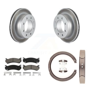 Rear Disc Coated Rotors Ceramic Pads Parking Brake Shoes Kit For GMC Sierra 2500 Yukon XL KGC-103065