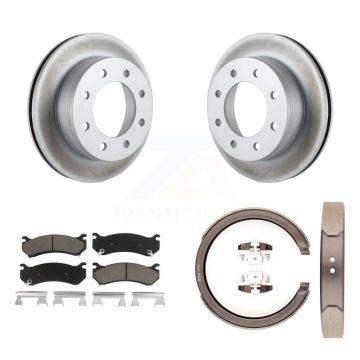 Rear Disc Coated Rotors Ceramic Pads & Parking Shoes Kit For GMC Chevrolet Silverado 1500 KGC-103066
