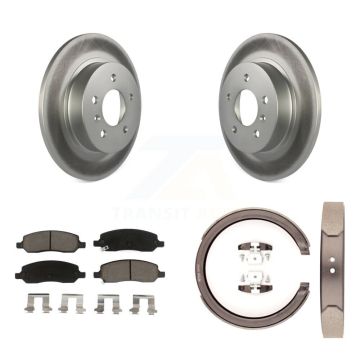 Rear Disc Coated Rotors Ceramic Pads Parking Shoes Kit For Cadillac DTS With 5 Lug Wheels KGC-103067