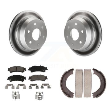 Rear Disc Coated Rotors Ceramic Pads & Parking Shoes Kit For Chevrolet Silverado 1500 GMC KGC-103068