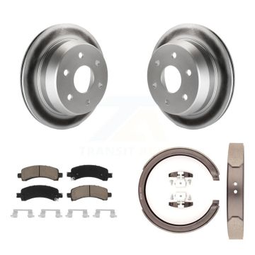 Rear Disc Coated Rotors Ceramic Pads Parking Shoes Kit For 2002 Chevrolet Avalanche 1500 KGC-103070