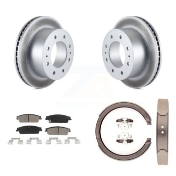 Rear Disc Coated Rotors Ceramic Pads Parking Brake Shoes Kit For Chevrolet Silverado 1500 KGC-103073
