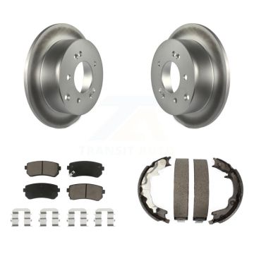 Rear Disc Coated Rotors Ceramic Pads Parking Brake Shoes Kit For 2010-2013 Kia Forte Koup KGC-103084