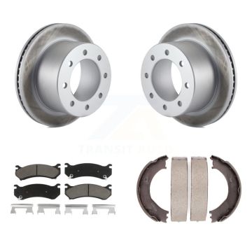 Rear Disc Coated Rotors Ceramic Pads Parking Brake Shoes Kit For GMC Sierra 3500 Classic KGC-103090