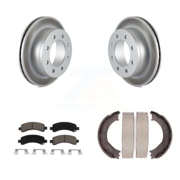 Rear Disc Coated Rotors Ceramic Pads And Parking Shoes Kit For Chevrolet GMC Express 3500 KGC-103092