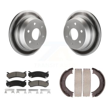 Rear Disc Coated Rotors Ceramic Pads & Parking Shoes Kit For Chevrolet Silverado 2500 HD KGC-103097
