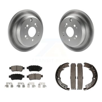 Rear Disc Coated Rotors Ceramic Pads Parking Brake Shoes Kit For 2005-2010 Honda Odyssey KGC-103100