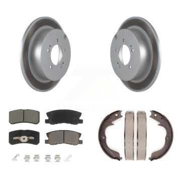 Rear Disc Coated Rotors Ceramic Pads & Parking Shoes Kit For Mitsubishi Lancer Outlander KGC-103105