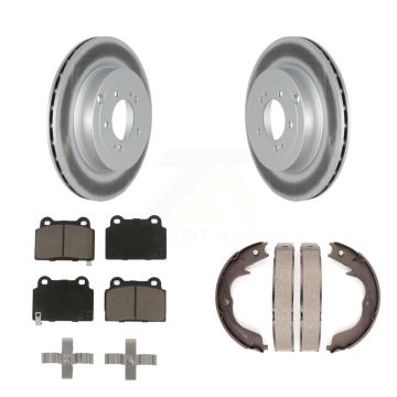 Rear Disc Coated Rotors Ceramic Pads And Parking Brake Shoes Kit For Mitsubishi Lancer KGC-103106
