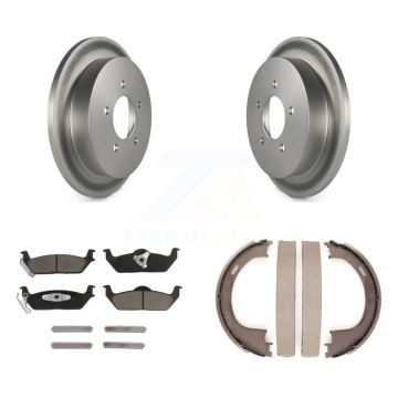 Rear Disc Coated Rotors Ceramic Pads And Parking Brake Shoes Kit For Ford F-150 KGC-103109