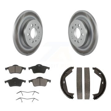 Rear Disc Coated Rotors Ceramic Pads And Parking Brake Shoes Kit For Volvo XC70 S80 KGC-103128