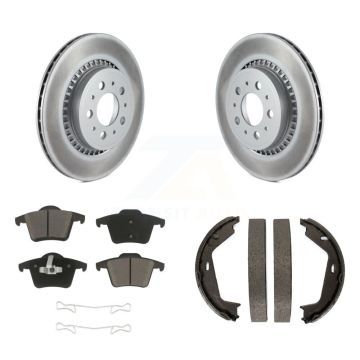 Rear Disc Coated Rotors Ceramic Pads And Parking Brake Shoes Kit For 2003-2007 Volvo XC90 KGC-103129