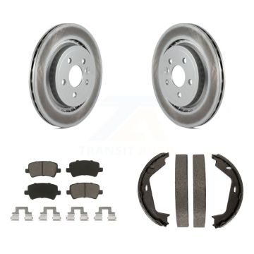 Rear Disc Coated Rotors Ceramic Pads & Parking Shoes Kit For Volvo S80 With Vented Rotor KGC-103131