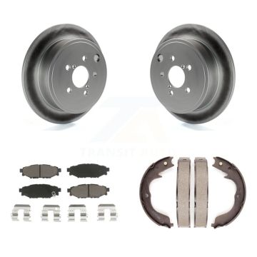 Rear Disc Coated Rotors Ceramic Pads Parking Shoes Kit For Subaru Impreza Forester Legacy KGC-103133