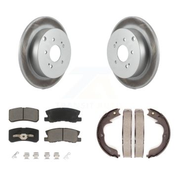 Rear Disc Coated Rotors Ceramic Pads And Parking Brake Shoes Kit For Mitsubishi Endeavor KGC-103137