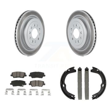 Rear Disc Coated Rotors Ceramic Pads And Parking Brake Shoes Kit For Cadillac ATS KGC-103151