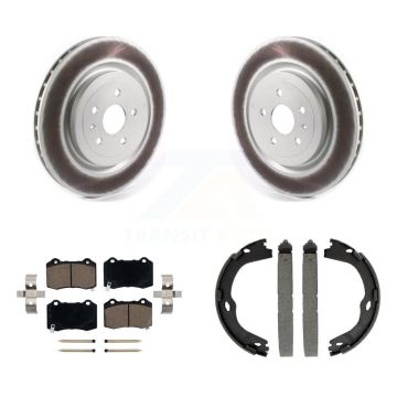 Rear Disc Coated Rotors Ceramic Pads Parking Shoes Kit For Chevrolet Camaro Cadillac CTS KGC-103152