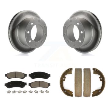 Rear Disc Coated Rotors Ceramic Pads & Parking Shoes Kit For Ford F-350 Super Duty F-250 KGC-103154