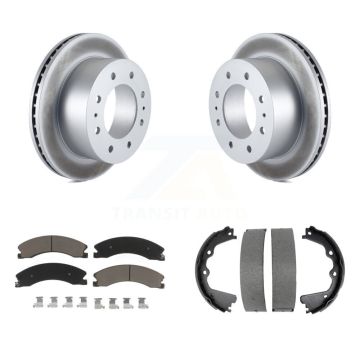 Rear Disc Coated Rotors Ceramic Pads & Parking Shoes Kit For GMC Sierra 2500 HD Chevrolet KGC-103155