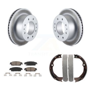 Rear Disc Coated Rotors Ceramic Pads And Parking Brake Shoes Kit For Chevrolet Suburban KGC-103158