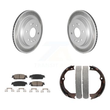 Rear Disc Coated Rotors Ceramic Pads & Parking Shoes Kit For Chevrolet Silverado 1500 LD KGC-103159