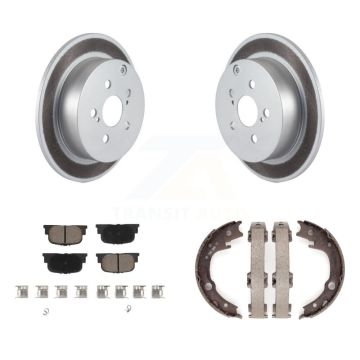 Rear Disc Coated Rotors Ceramic Pads And Parking Brake Shoes Kit For 2005-2010 Scion tC KGC-103168