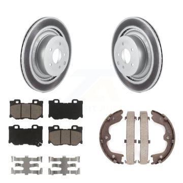 Rear Disc Coated Rotors Ceramic Pads Parking Shoes Kit For INFINITI G37 Nissan 370Z Q60 Z KGC-103170